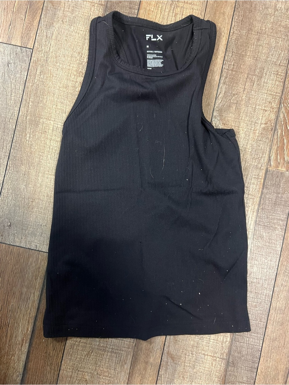 FLX Women's Black Ribbed Muscle Tee - Sleeveless Scoop Tank